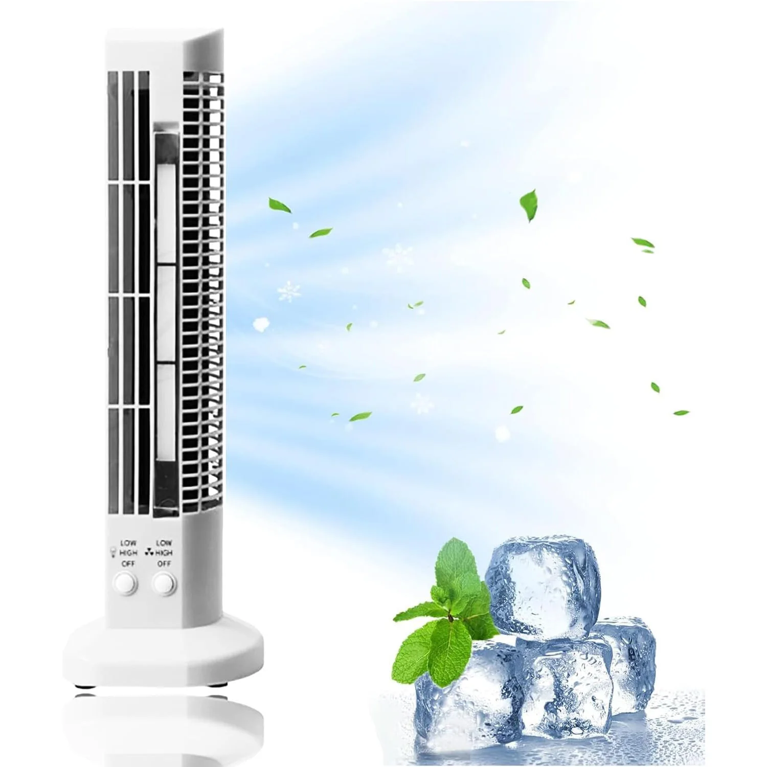 Mini Vertical Bladeless Air Cooler Fan with LED Light Portable USB Desktop Air Conditioner Fan Cooling Tower Fan for Home Office