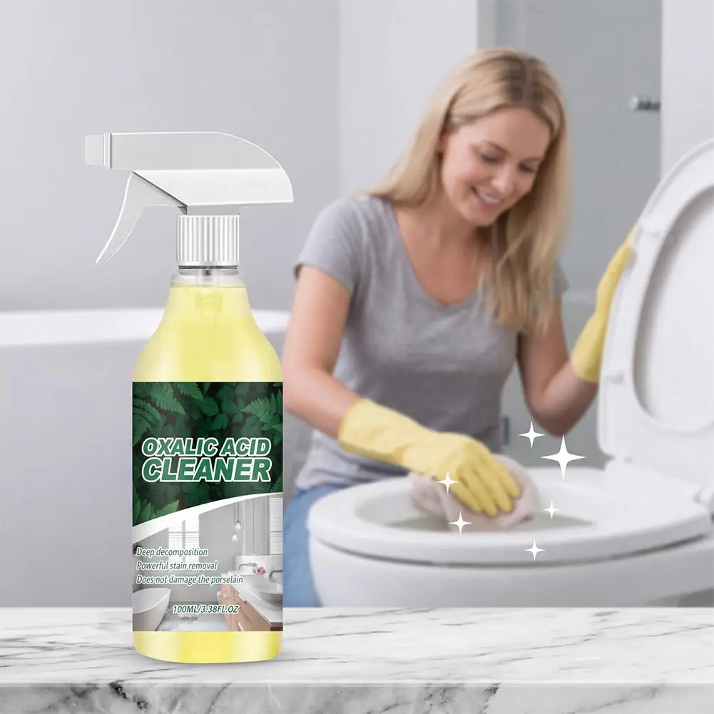 100ml Oxalic Acid Cleaner Spray, Multi-Purpose Bathroom & Kitchen Stain Remover for Deep Cleaning & Brightening Surfaces
