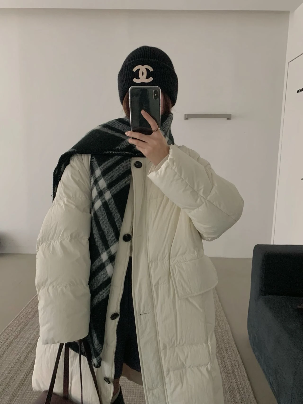 

Loose Long Plaid Scarf Women's Winter Warm down Coat Commute Sle T4547 Faionable Versatile Scarf for Autumn Winter