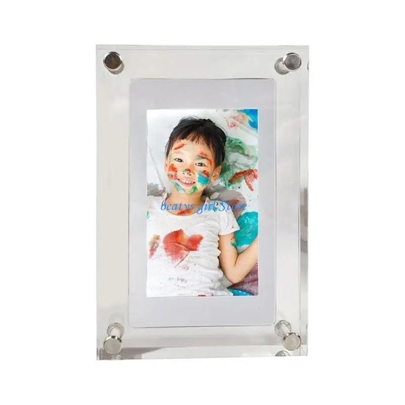C7AB Modern Acrylic Digital Frame IPS Display Screen Supports JPG BMP MP4 AVI
