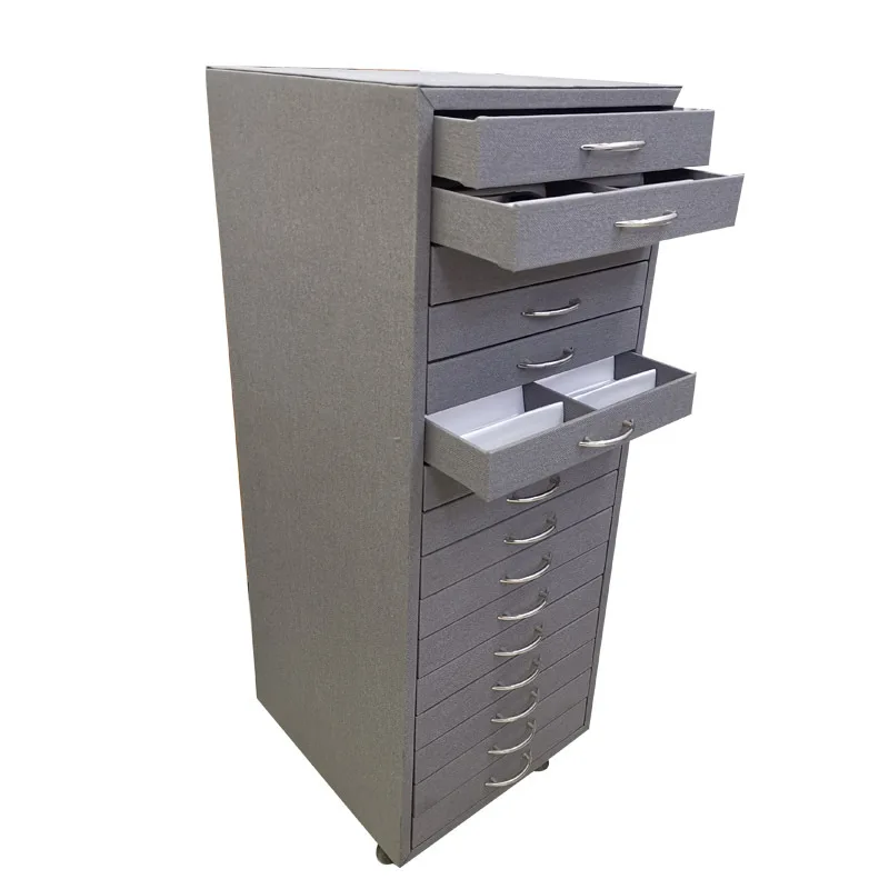 

Upgraded glasses storage cabinet, gray leather multi-layer drawer cabinet, optical sunglasses sample box.