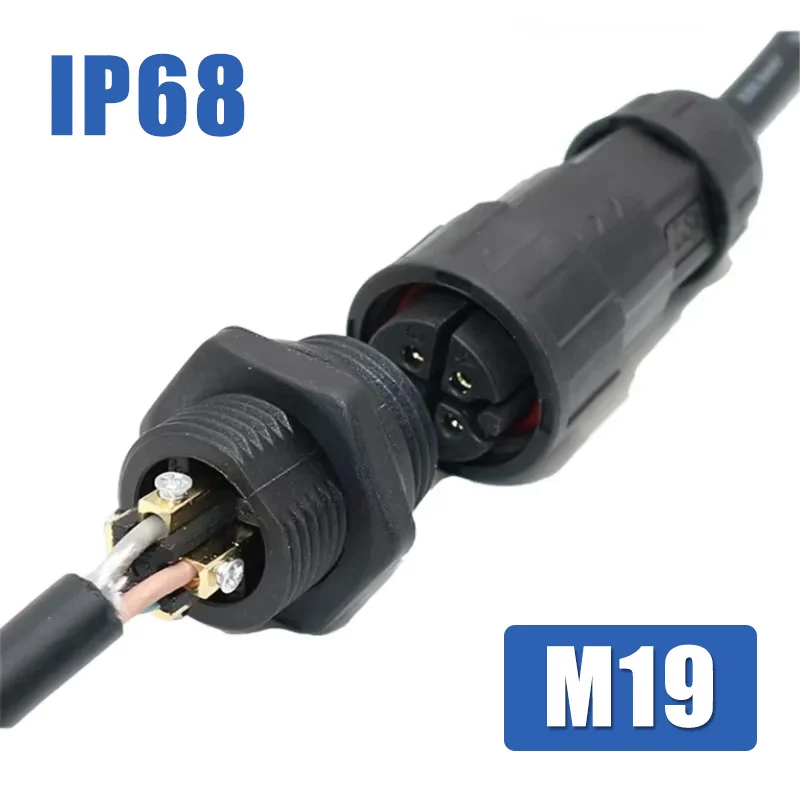 M19 conector à prova d'água ip68 painel instalar tomada de alimentação de alta corrente macho fêmea solda/parafuso tipo fiação conectores