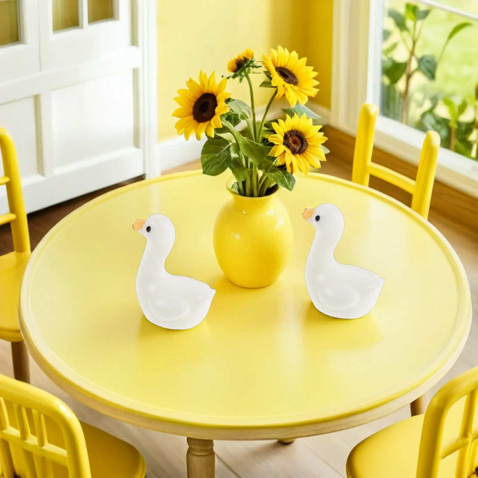 

50Pcs Miniature Goose Resin Sculptures Mini Small Animal Garden Aquarium Potted Decor Cake Topper Micro Landscape Office Desk