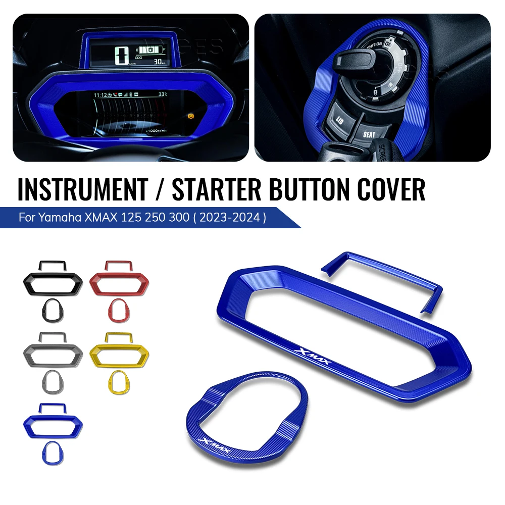 

Для Yamaha XMAX300 XMAX 300 125 250 2023 2024 крышка кнопки стартера мотоцикла защита прибора электрический дверной замок крышка переключателя