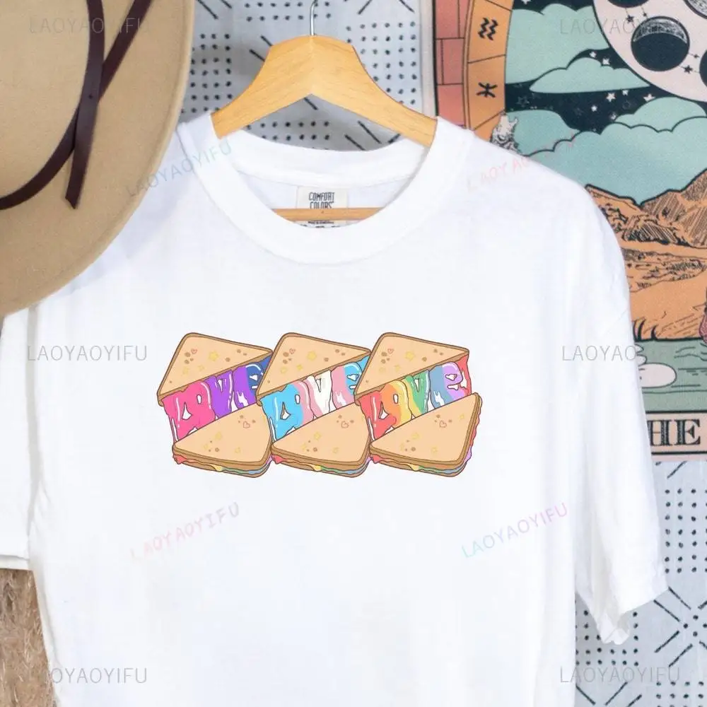 Grilled Cheese Pride Printed T Shirt Comfort Colors Love Is Lgbtq Bisexual Pansexual Trans Flag Asexual Cotton T Shirts Couple