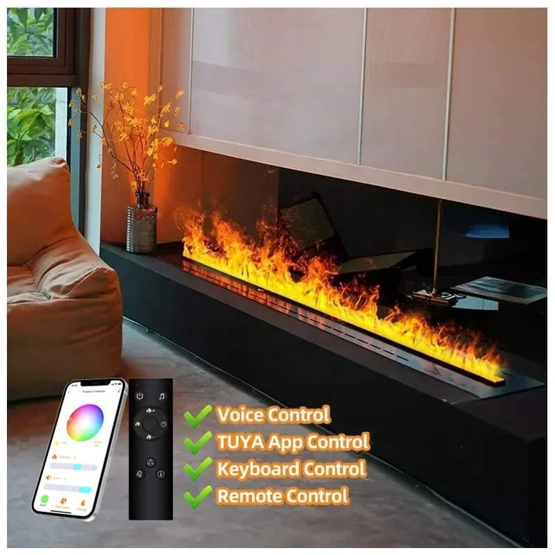 WIFI Control Artificial Decor Flame LED Decorative Steam Fireplace Recessed 3D Water Vapor Electric Fireplace