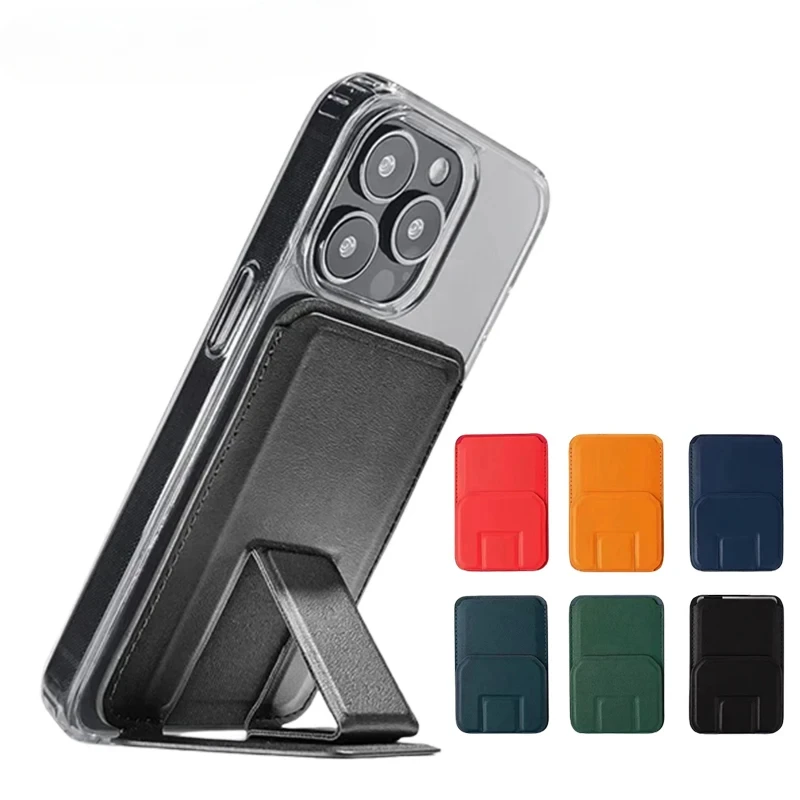 กระเป๋าสตางค์หนังแม่เหล็กแข็งแรงพร้อมเคสตั้งได้สำหรับ Magsafe สำหรับ iPhone 15 14 13 12 Pro MAG ที่ใส่บัตรได้อย่างปลอดภัยฝาครอบกระเป๋า