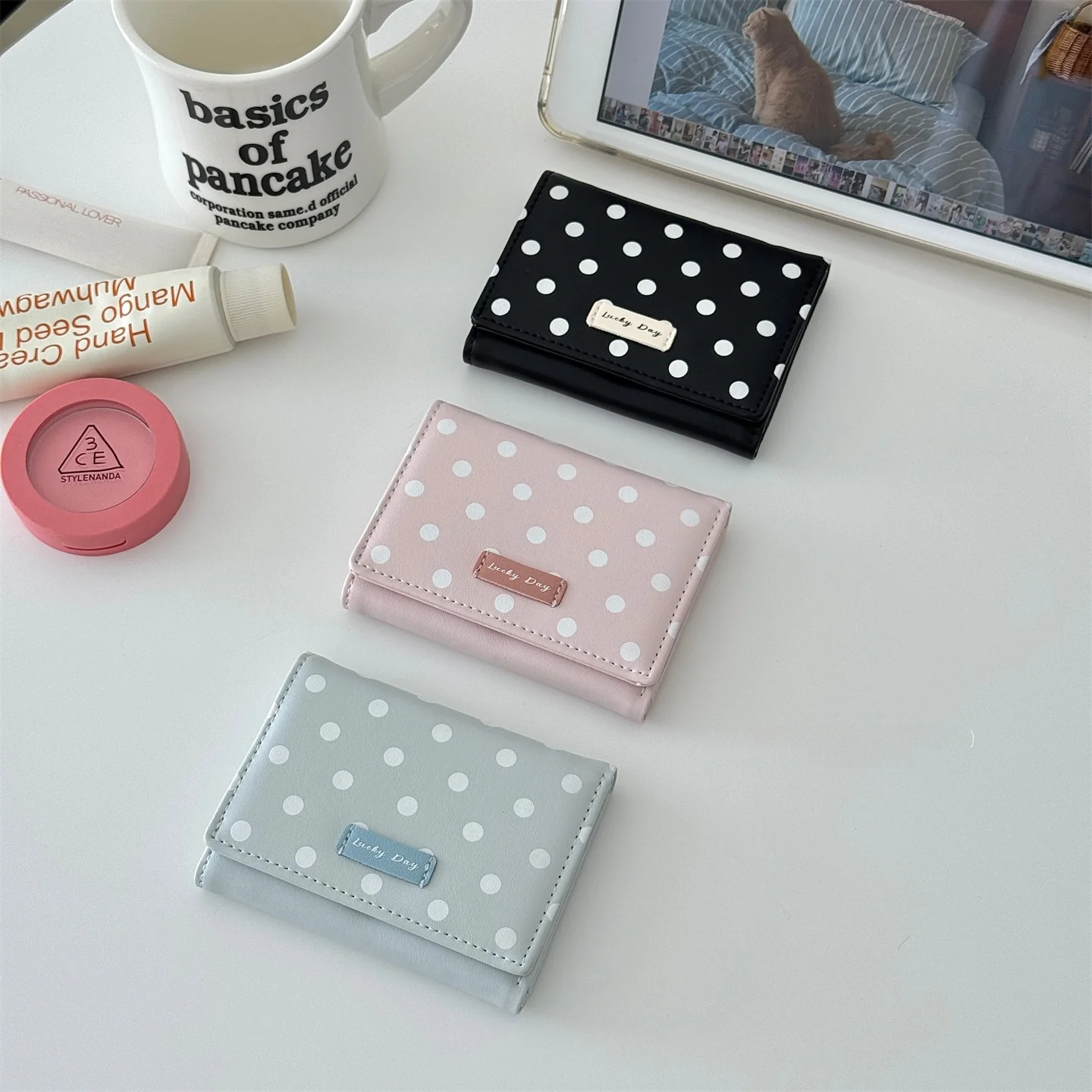 Korean Sle Polka Dot ort Wallet Women's Versatile mat Design Luxury Card Holder Faionable Synthetic Material