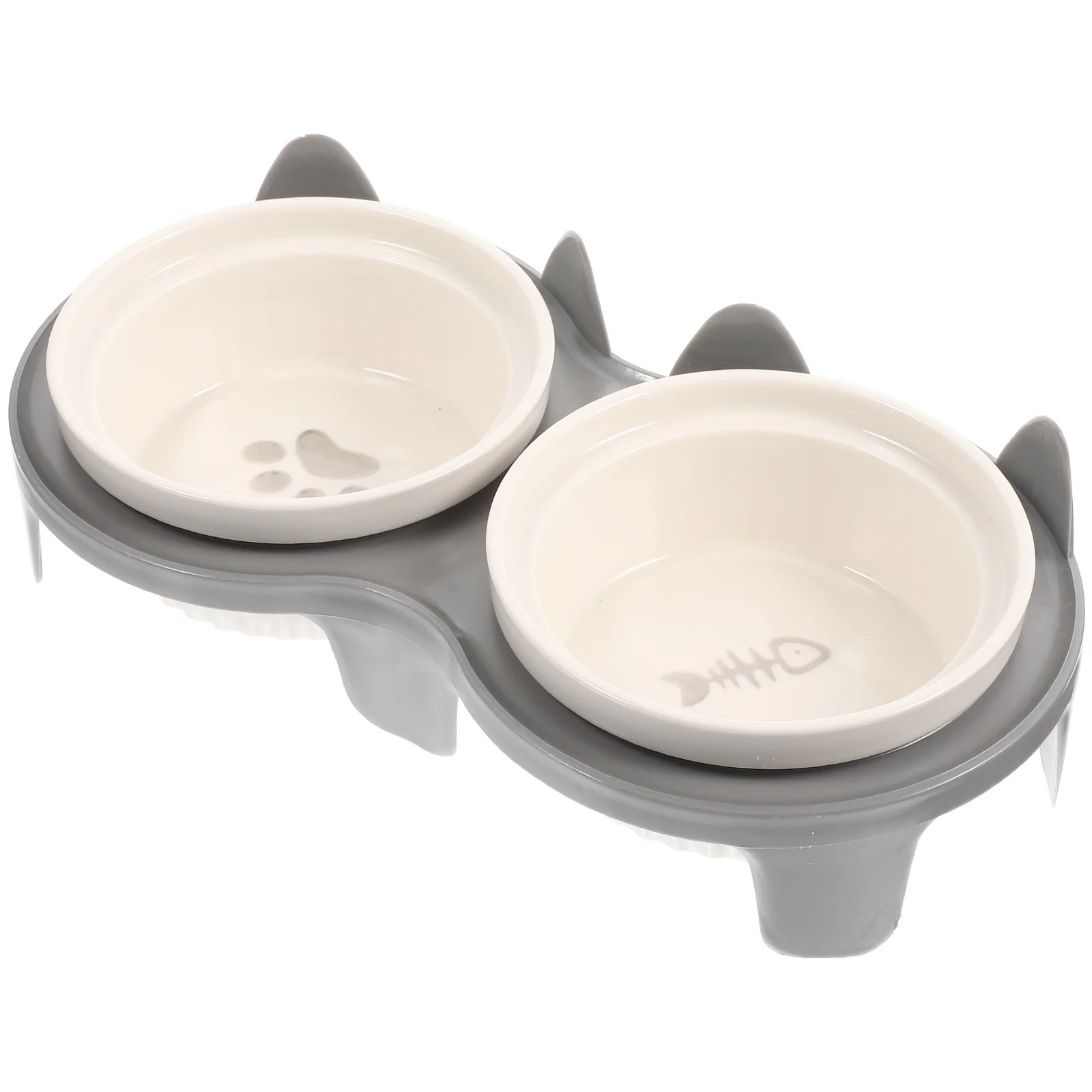 

1Set Ceramic Pet Bowl Elevated Non Slip Bite Resistant Food Water Feeder Double Use Feeding Bowl for Cats Dogs