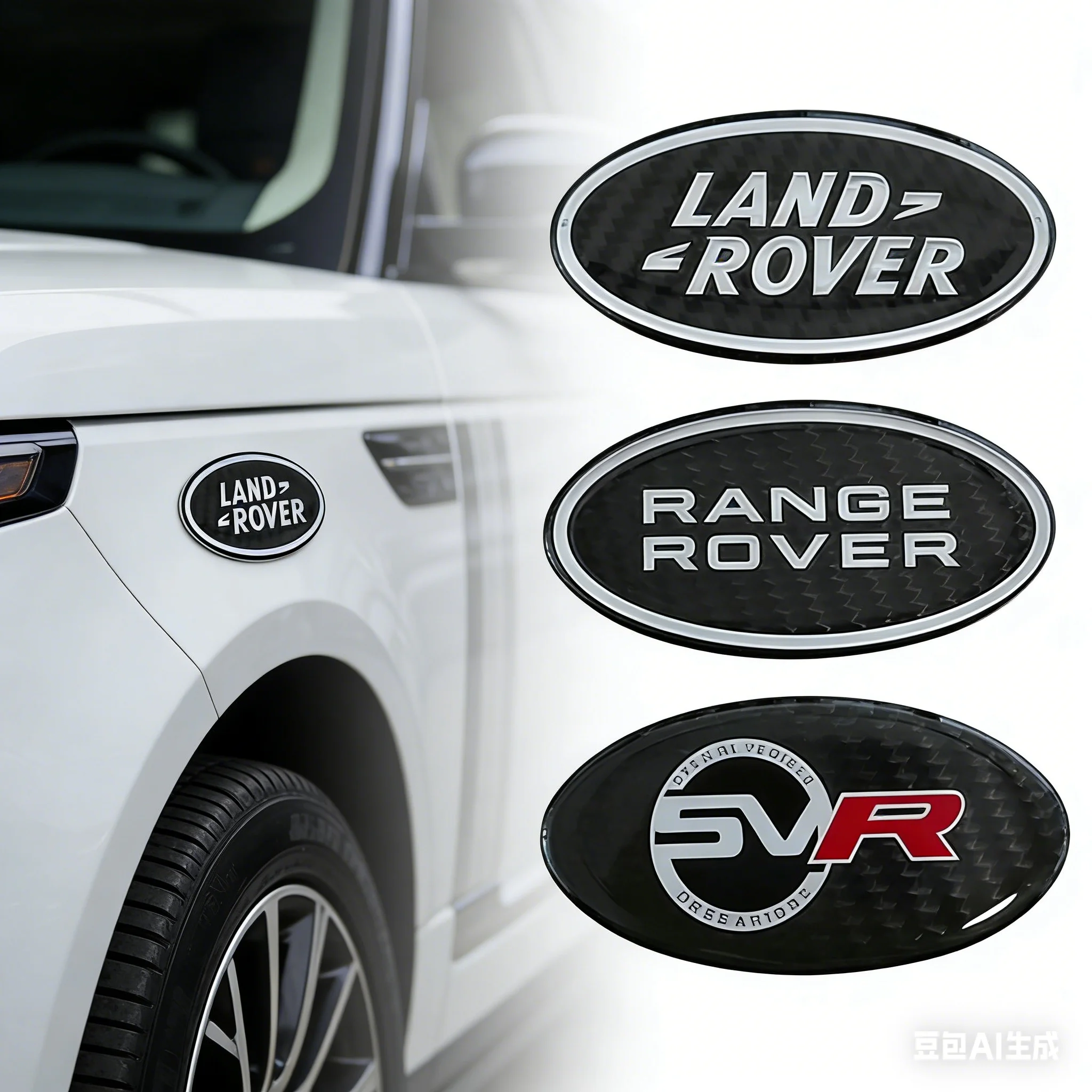 Autocollant décoratif pour emblème de carrosserie de voiture en fibre de carbone pour Land Rover Range Rover SVR Sport Evoque Velar Freelander Discovery