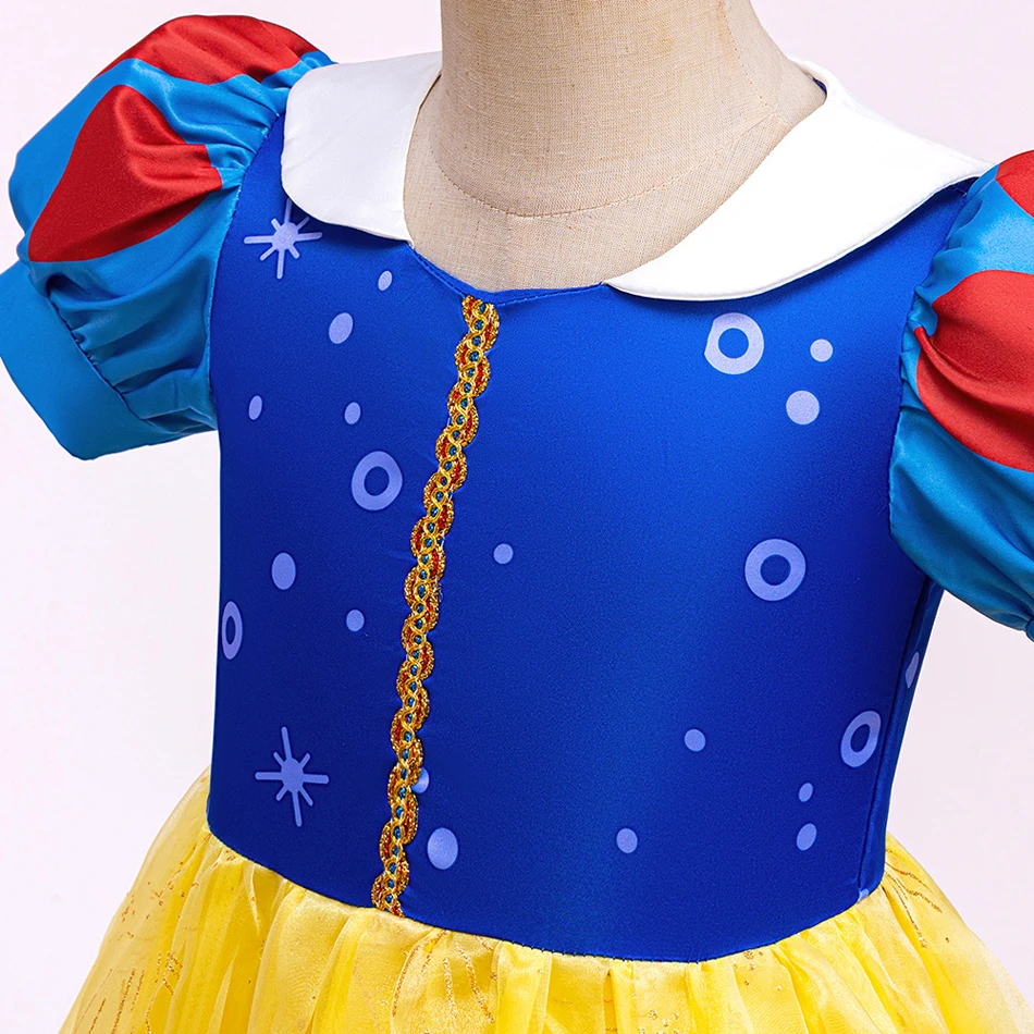 Princesa Snow White Cosplay Dress com Luz LED para Meninas, Vestido de Baile, Tule Bowknot, Vestido de Festa, Carnaval, Halloween, Natal, Novo, 6T