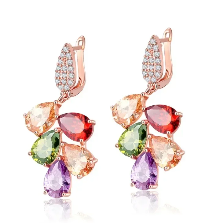 NEW Zircon crystal colorful drops long earrings jewelry Crystals from Austrian Mona Lisa For Women Wedding Earring