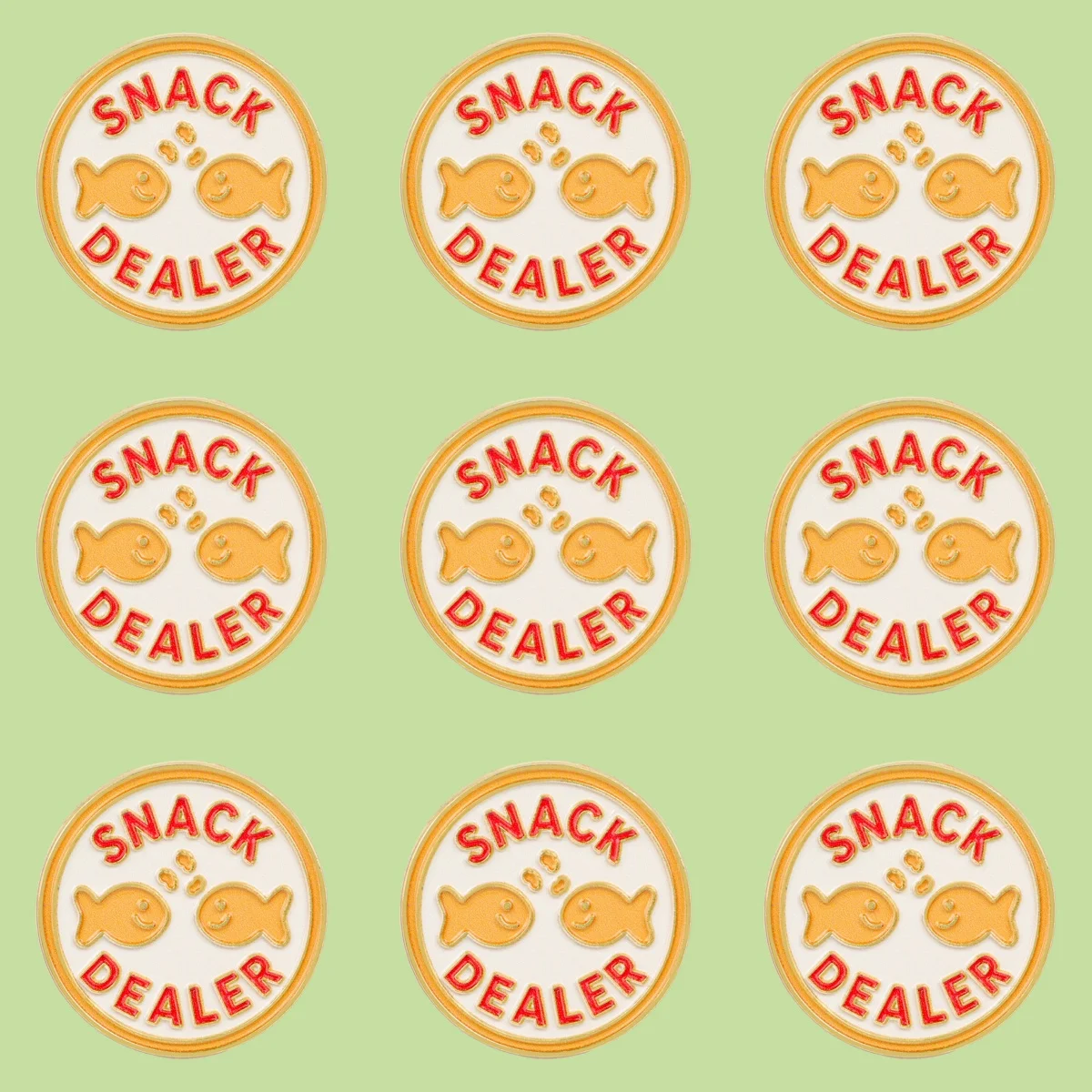 9-teiliges Set SNACK DEALER Emaille-Pin Cartoon-Fisch-Brosche Anstecknadeln Abzeichen für Rucksack-Accessoires Kostümschmuck Geschenk für Freunde