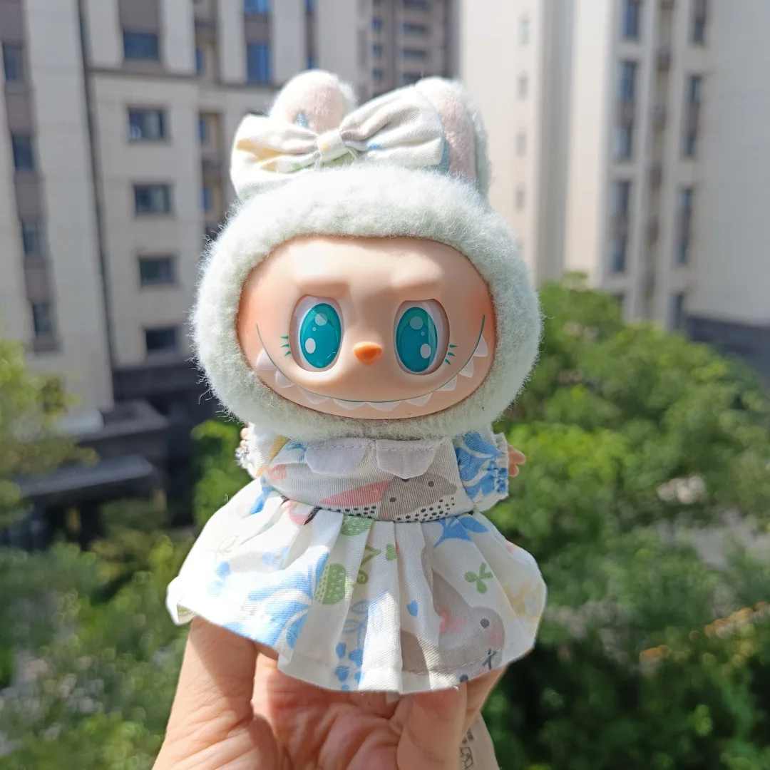 

Clothes For Labubu 15/17Cm Dolls Gen 1-3 Cute Style Doll Collar Dress Set Apparel Hanging Accessories