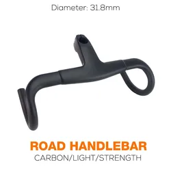 Road Bicycle Integrated Handlebar T800 Carbon Width 390/400/420/440mm Fork Steer Diameter 31.8mm /28.6mm Bicycle Accessories