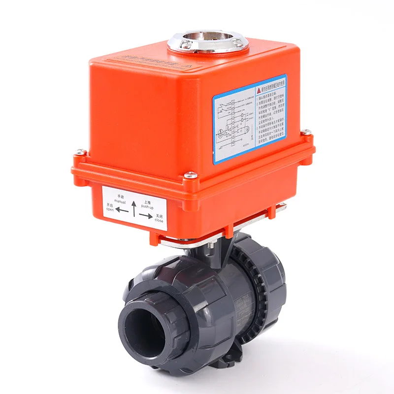 

Электрический шаровой кран с двойным прямым соединением из ПВХ, устойчивый к кислотам и щелочам двойной шаровой кран из ПВХ, пластик