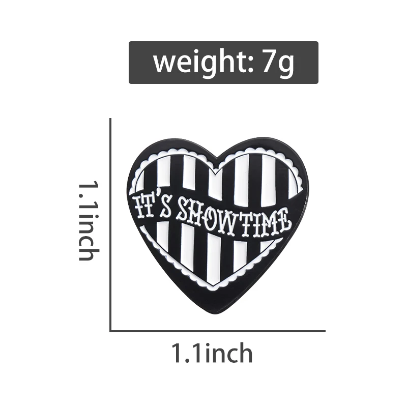 It\'S Show Time Enamel Pin Black White Theater Performance Brooch Lapel Backpack Jacket Badge Fashion Jewelry Gift Accessories ﻿