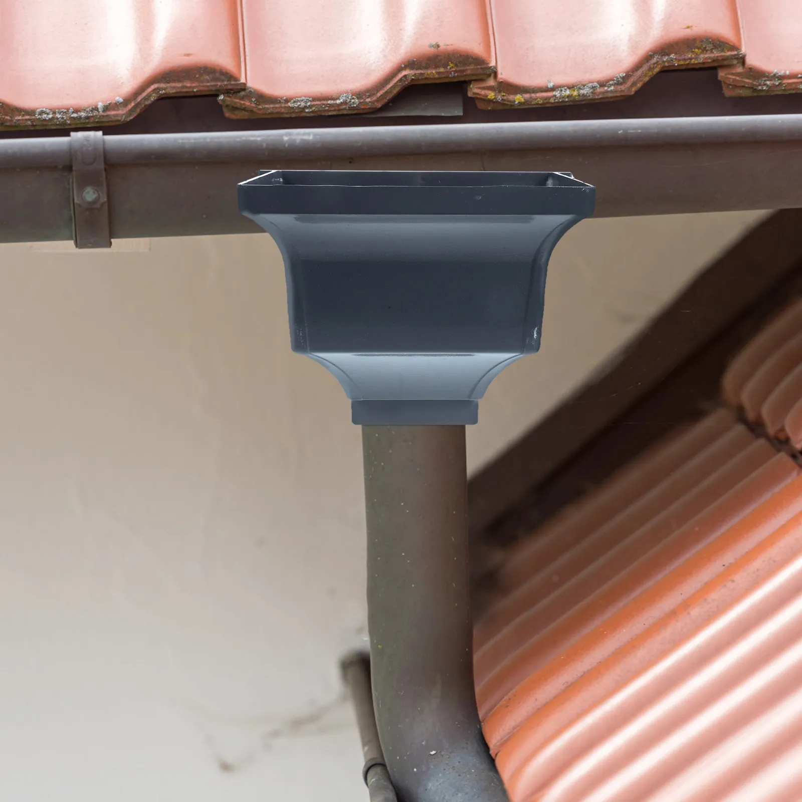 Rainwater Collector Diverter Aluminum Alloy Grey Arc Shape Downspout Adapter Rain Gutter Drainage Pipe Extender