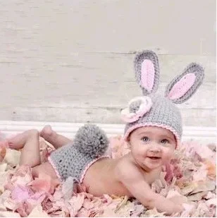 Traje de conejo para bebé recién nacido, disfraz de punto de ganchillo para recién nacido, accesorios de fotografía, ropa para bebé, ropa infantil