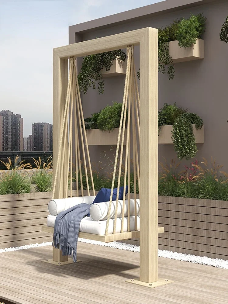 Outdoor swing balcony hanging chair courtyard outdoor swing home single and double rocking chair rattan hanging basket