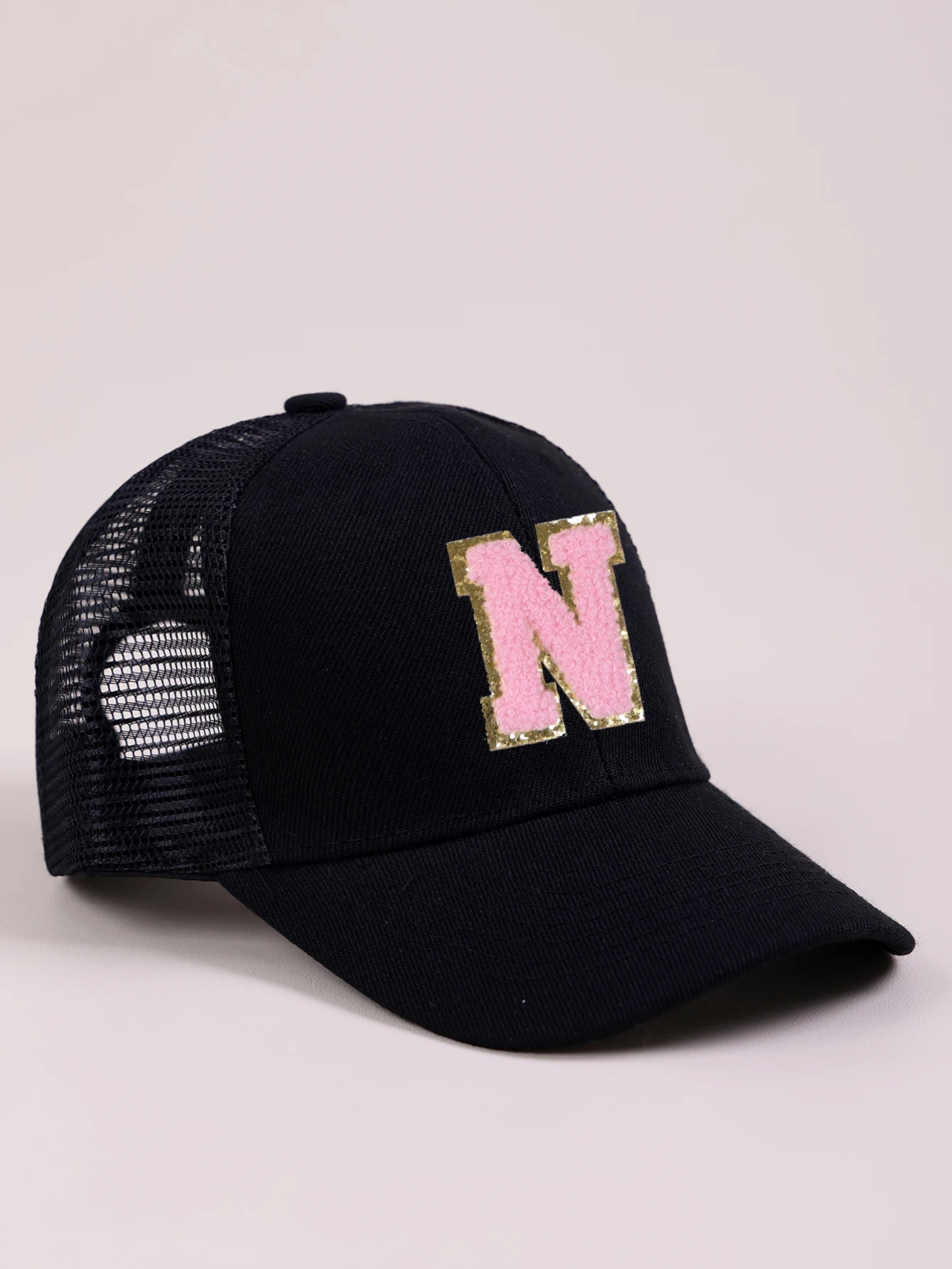 1pc Child's Black 26 Letter Print Mesh Cap, Baby Unisex Baseball Sunvisor Hat, Suitable For Outdoor Activities And Daily Wear, S view 6