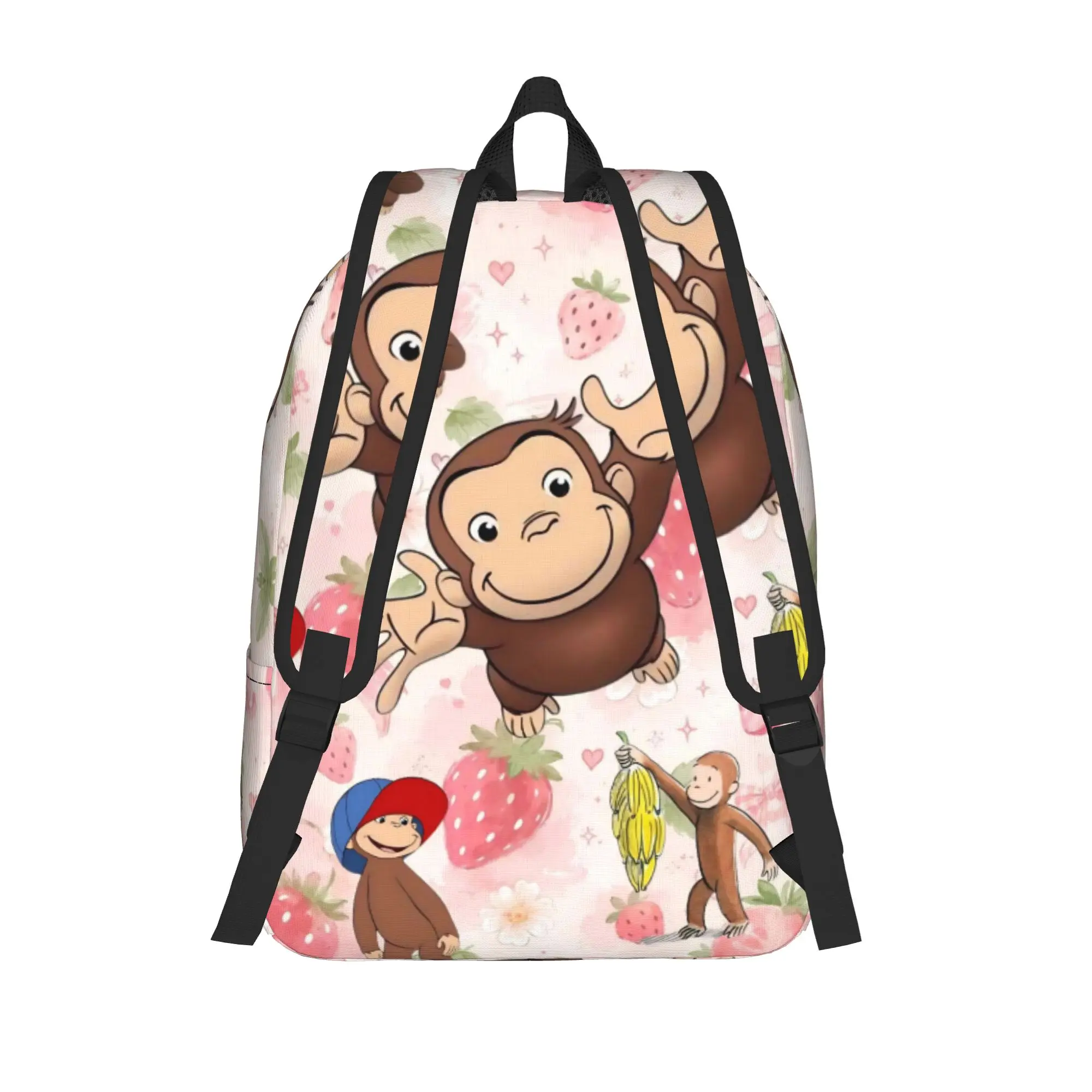Curious Monkey Georges Cartoon Classical Backpack Outdoor High School Work TV Series Daypack for Men Women College Canvas Bags