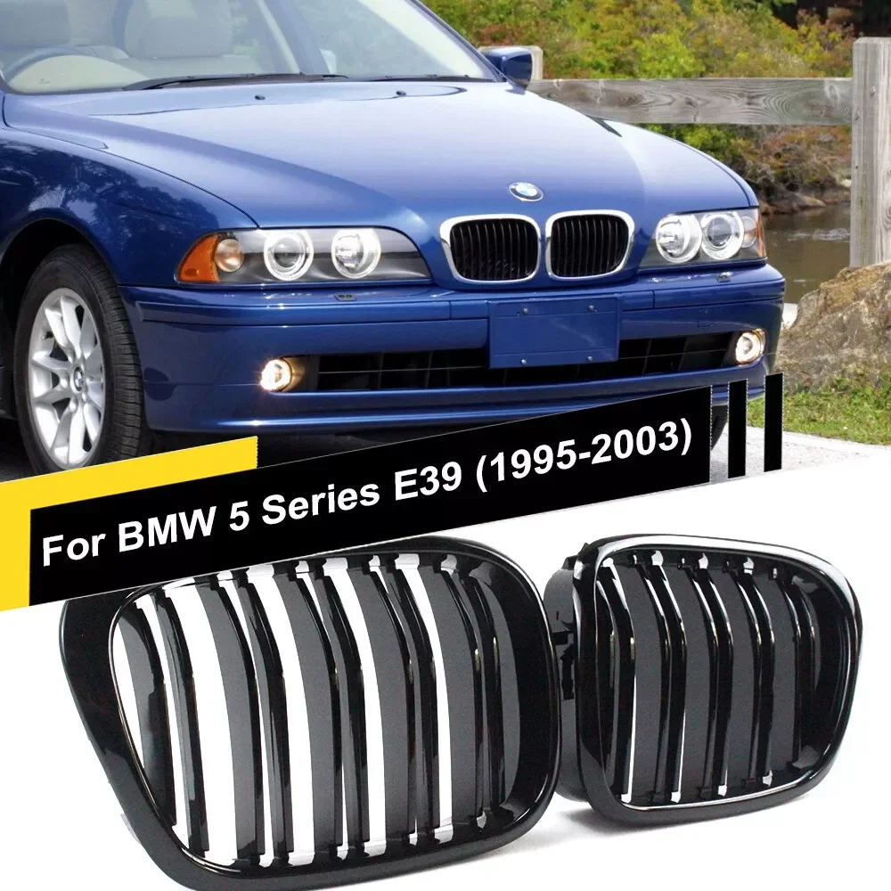 

2PCS Car Front Center Matte Black Wide Kidney Hood Grille Grill For BMW 5 Series E39 528i 525i 540i 1997 1998 1999 2000 ~ 2003