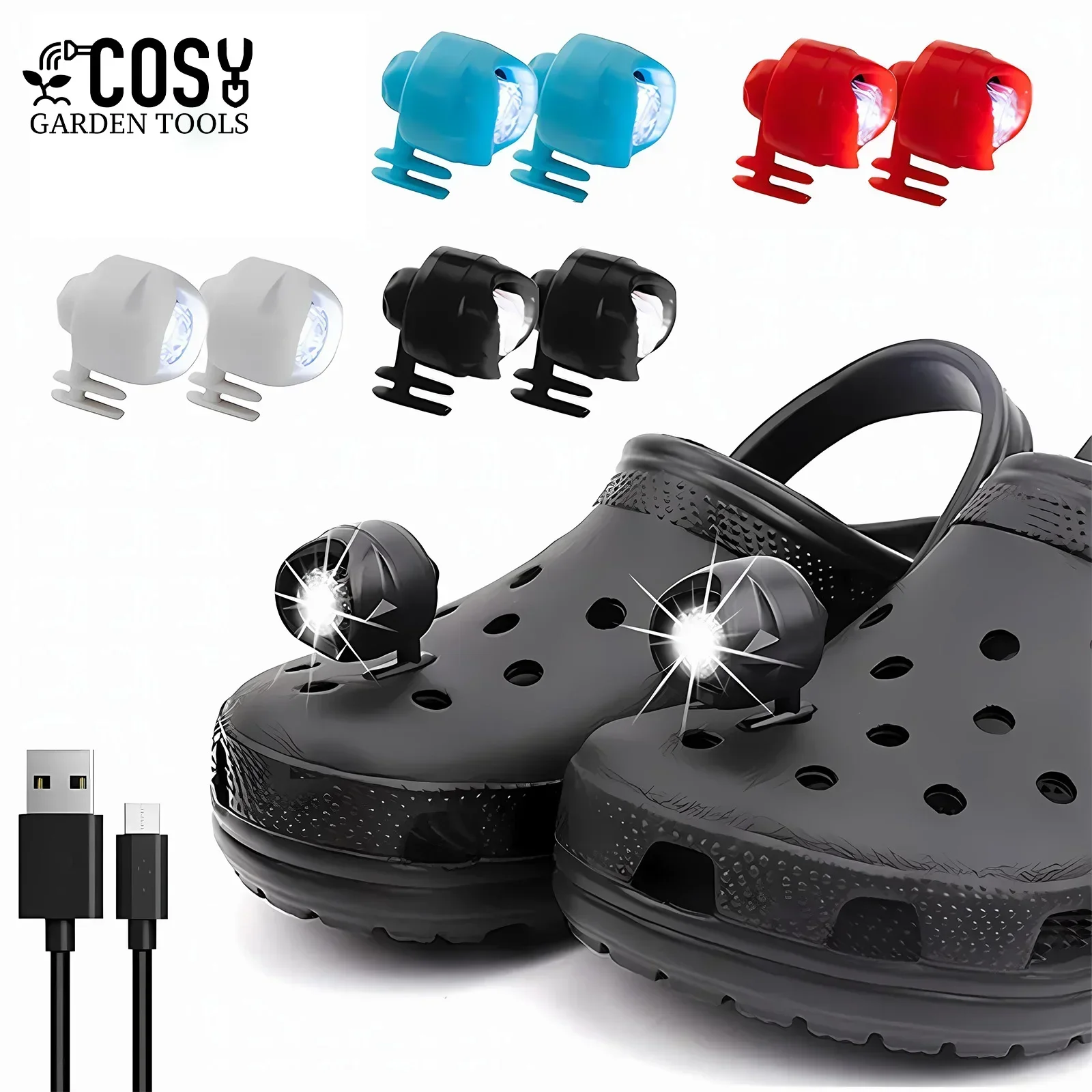 Lumières de sauna à LED étanches, lumières drôles, plonger oyantes, camping en plein air, course de nuit, marche pour chaussures Croc, accessoires de décoration, 2 pièces