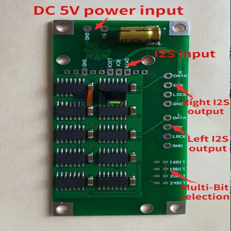 NOS DAC/I2S Format NOS Decoder Shifter Board and I2S Data Conversion Right Justified Format