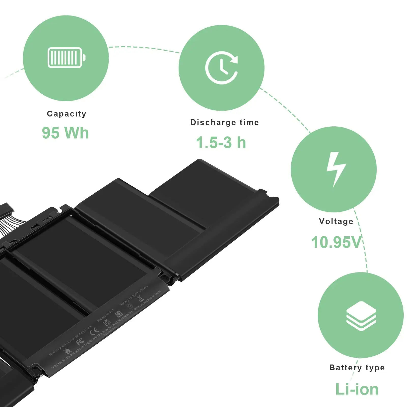 Imagem -04 - Bateria do Portátil Substituição para Macbook Pro A1417 A1398 15 Polegada Retina Mid 2012 e Início de 2013 Me665ll a Md831ll a Mc975ll a 95wh