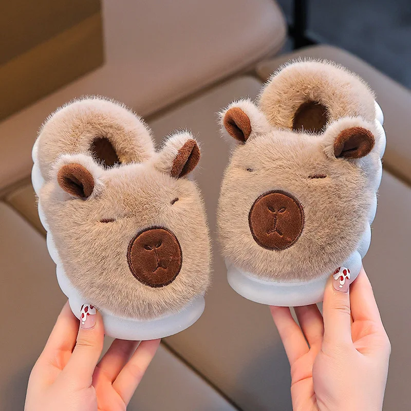 

2025 New Children's Cotton Slippers Winter Fleece-Lined and Thickened Soft Bottom Indoor Home Use Boys and Girls Shoes