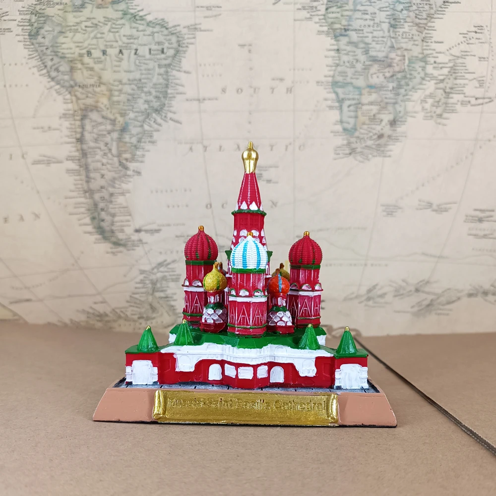 World Famous Building Landscape Russian Federation Moscow Saint Basil's Cathedral Model Statue Figure Toys Gift Collection