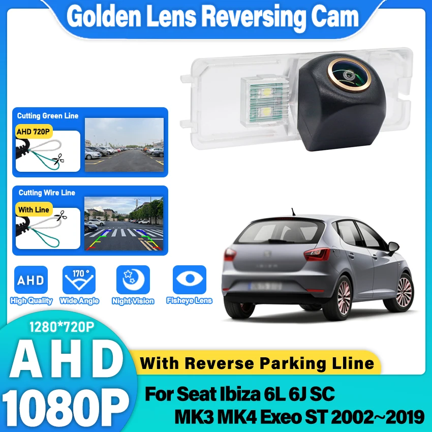 ahd-1080p魚眼車載リアビューカメラ、シートイビサ6l-6j-sc-mk3-mk4-エクセオst-2002～2019用、hdナイトビジョン搭載駐車カメラ