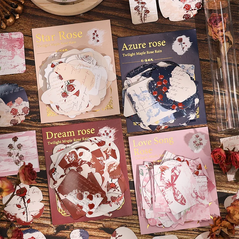 45pca Twilight Maple Rose Rain Hand Book Sticker Pack Children\'s Sticker Sealing Sticker High Beauty Hand Book Material Paper