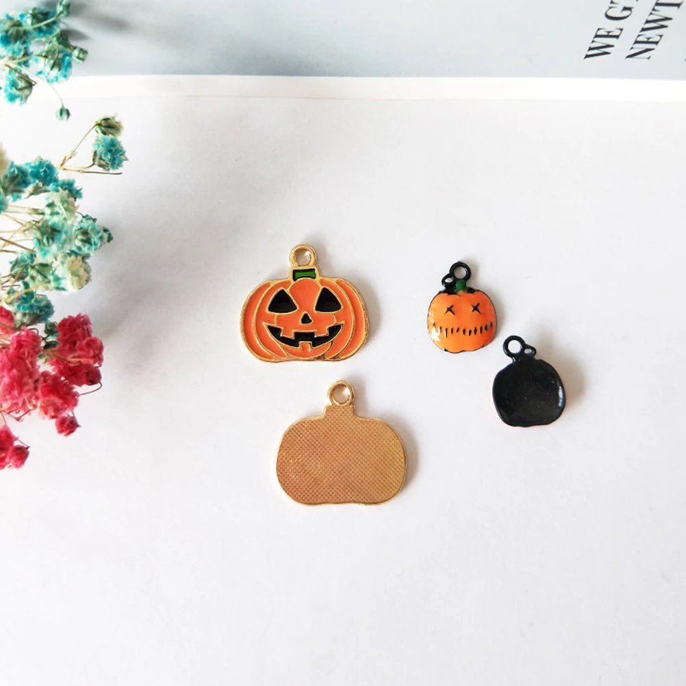 10pcs Alloy Colorful Pumpkin Pendant Charms Fashion Clown Necklace Diy Jewelry Making Accessory Orange Unique Shape Durable