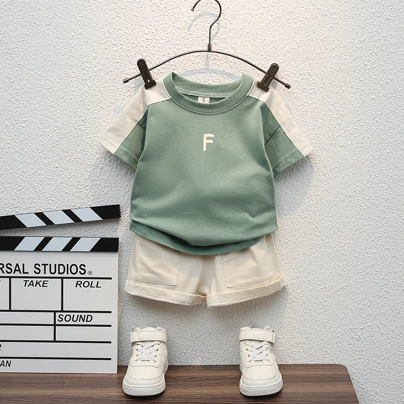 New Summer Baby Boys Clothes Sets Fashion Cotton Letter Printing T-shirts+Tooling Shorts 2pcs Kids Outfits for Infant Tracksuit