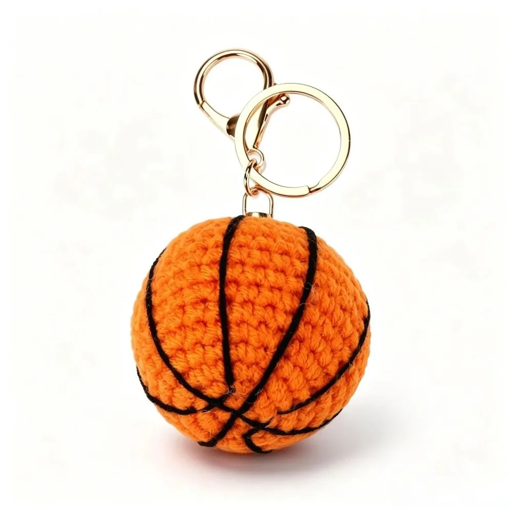 Handmade Crochet Key Chain Cute Design Crochet Craft Creative Key Chain Knitted Texture Ball Shape Sport Ball Keychain