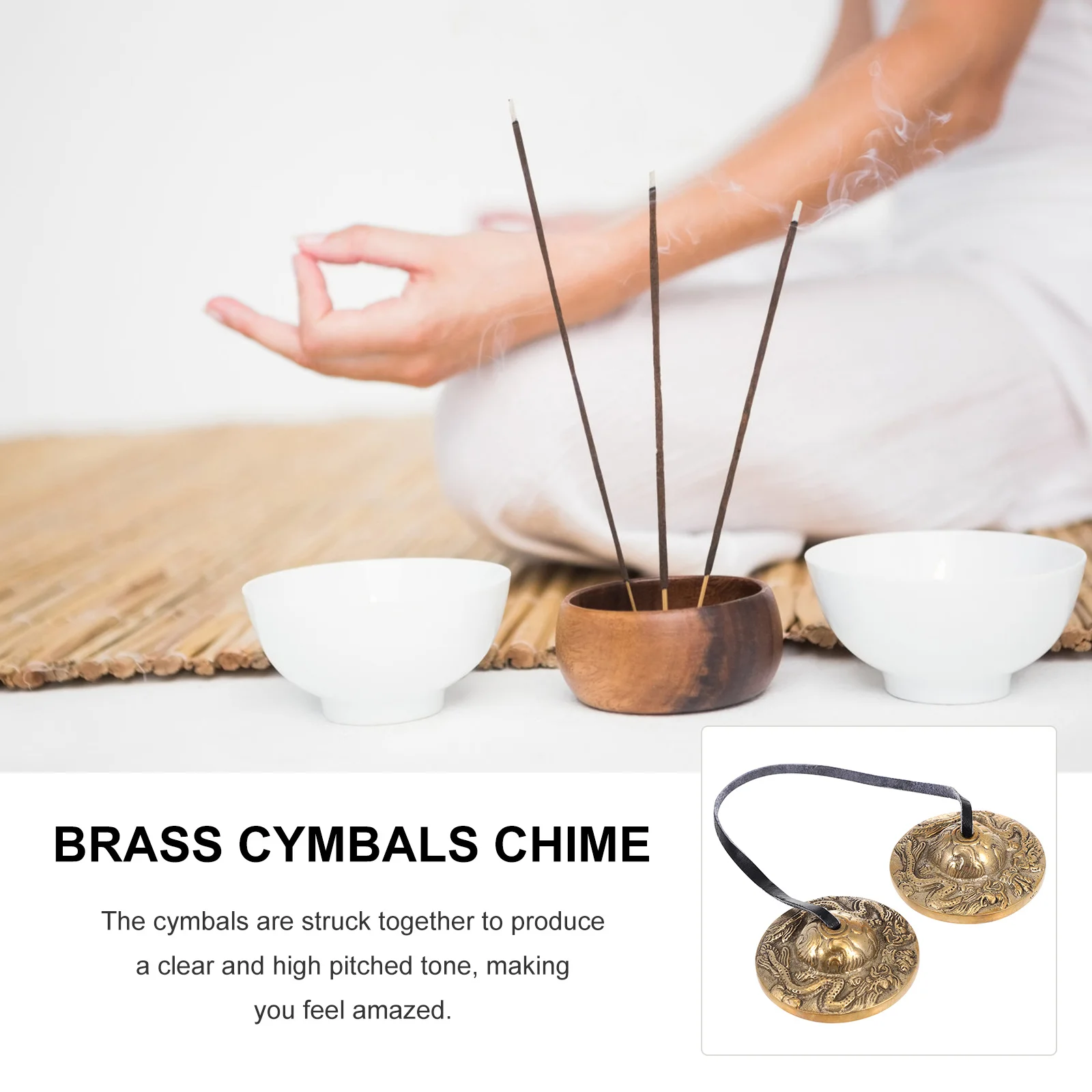 جرس الصنج النحاسي صغير الحجم بتصميم حزام خفيف الوزن لأداة قرع العلاج الصوتي للتأمل واليوجا #5