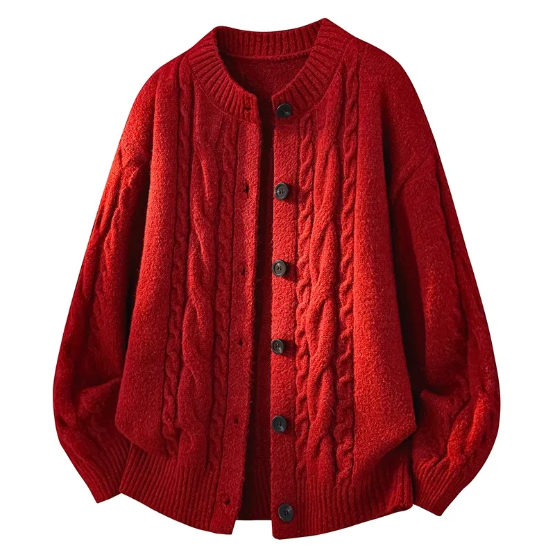 Soft Warm Knitted Sweaters Men's Long-Sleeve Cardigan Sweater Classic V Neck Button Down Knitted Cardigan with Pockets