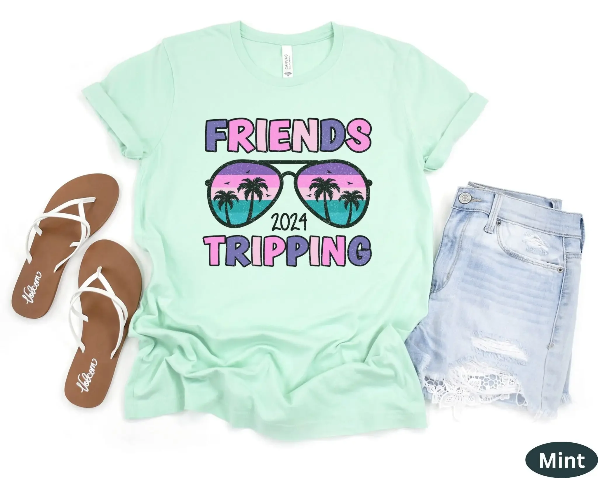 2024 Friends Tripping Match Vacation T Shirt Best Trip Matching Vacay Group Cruise Girls Travel