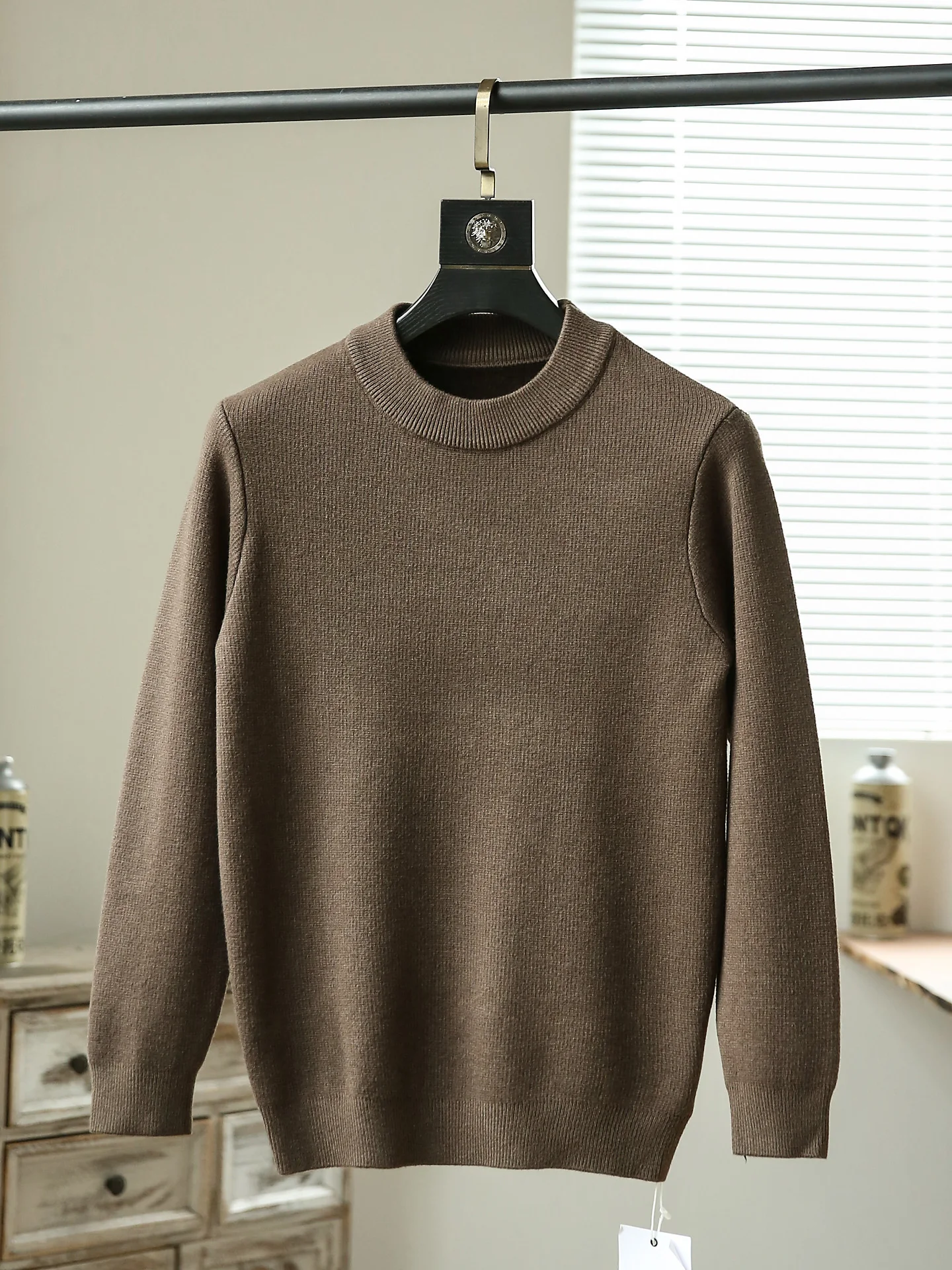 Thiened One-Piece Fce Men's Faionable round Ne Warm Knitted Sweater Casual All-Match Autumn Winter New Arrival