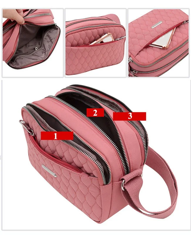 Women Rhombus Shoulder Bag Creative Fashion Solid Color Nylon Large Capacity Ladies Shoulder Messenger Satchel Bag