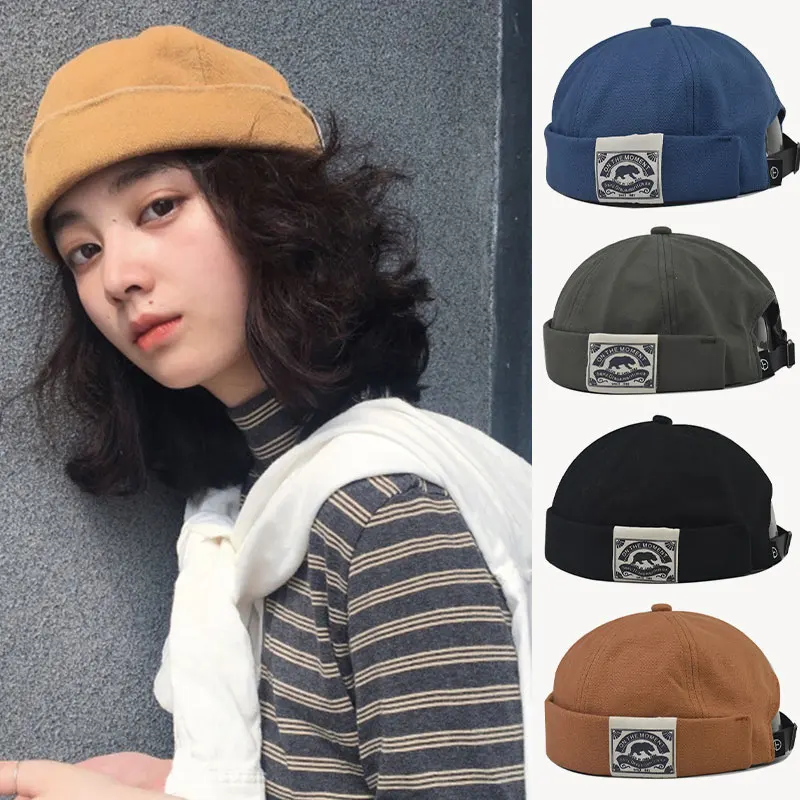 New Melon Beanie Cap Solid Color Docker Hat Unisex Adjustable Fashion Headwear Caps Elastic Panels Hip Hop Hat