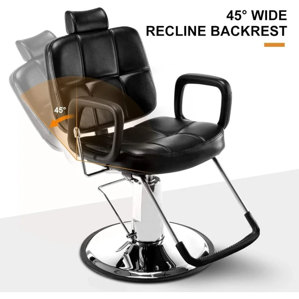 Cadeira de barbeiro hidráulica Recline, Heavy Duty Salon Chair for Hair Stylist, Cadeira de tatuagem, Shampoo Beauty Salon Equipment