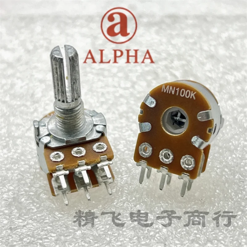 1 PCS Taiwan ALPHA RV16AF Dual MN100K with Mid Point Positioning Amplifier Mixing Console Shaft Length 20mm