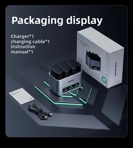 llano 3-Channel NP-W126S Camera Battery Charger PD/QC 30W/20W Fast Charging Box for Fuji XT30 XT50 X-M5 X100Vl XT20 XT10 XS10
