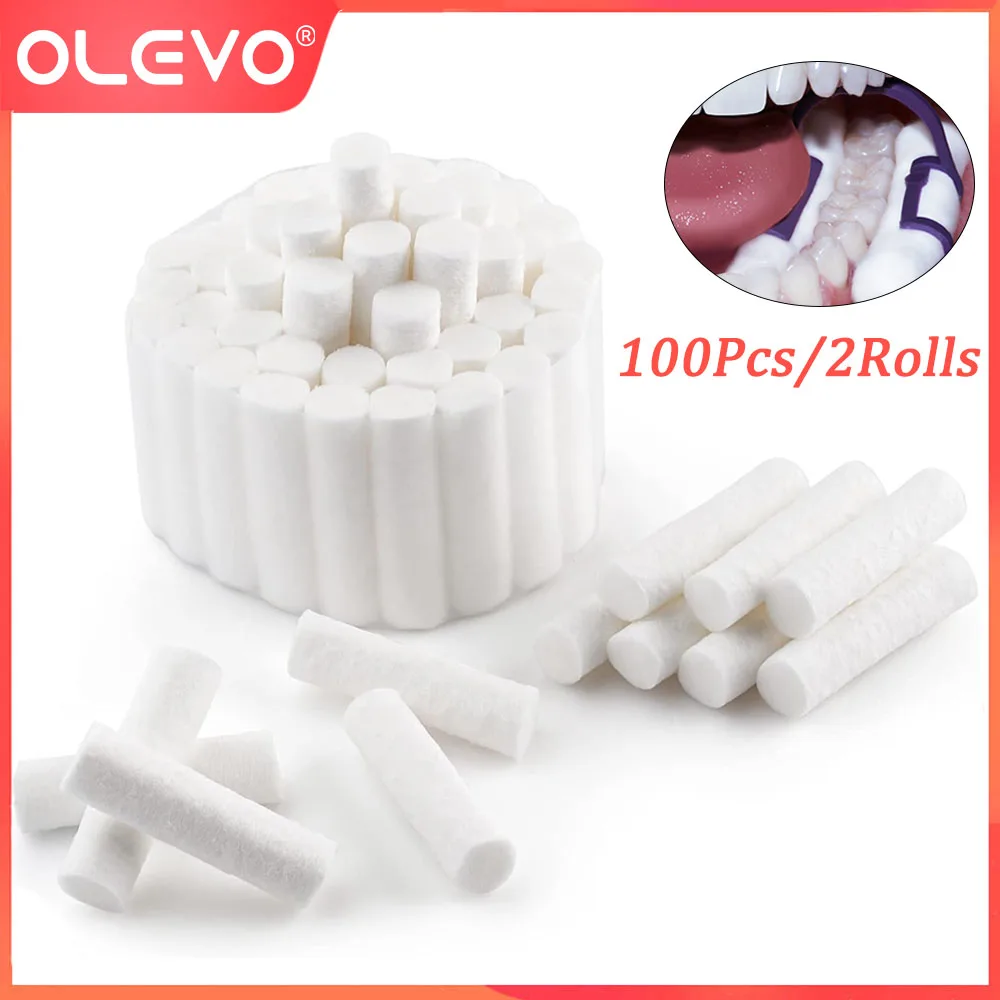 

OLEVO 100Pcs Dental Disposable Cotton Rolls High Absorbent Cotton Fibers Soft Pliable Teeth Whitening Dentistry Surgical Materia