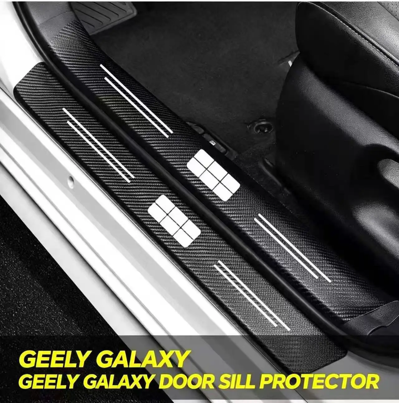 For Geely Galaxy EX5 E5 EX2 L6 L7 EMI NO.1 Proton E.MAS 7 5 E8 5Pcs Carbon Fiber Car Door Sill Sticker