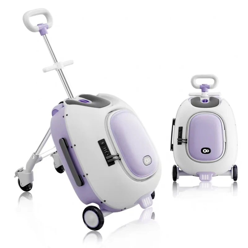 

2-in-1 Suitcase Can Sit Ride Children's Suitcase with Baby Travel Gods Luggage Trolley Foldable Boarding Case Luminous Wheel
