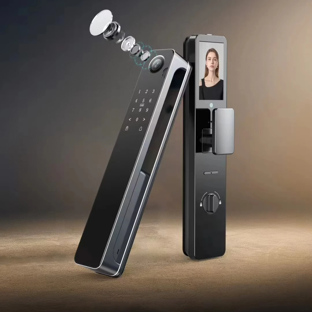 

Waterproof Face Palmar Vein Option Automatic Door Lock Fingerprint Code Tuya Wifi Smart Lock Camera Video Intercom